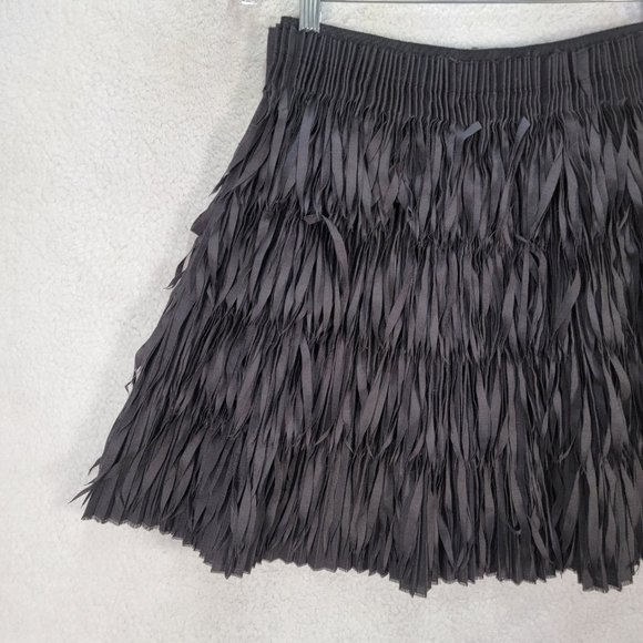 Harvey Nichols Black Willow Laser Cut Fringe Pleated Designer A Line Mini - Picture 3 of 16